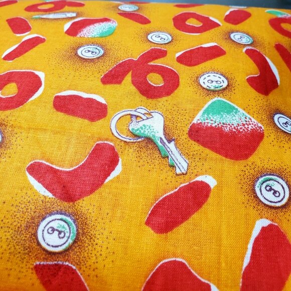 COTTON FABRIC CANDY PRINT NEW 114" x 38" ORANGE RED WHITE CRAFT SEWING QUILT - Picture 4 of 5